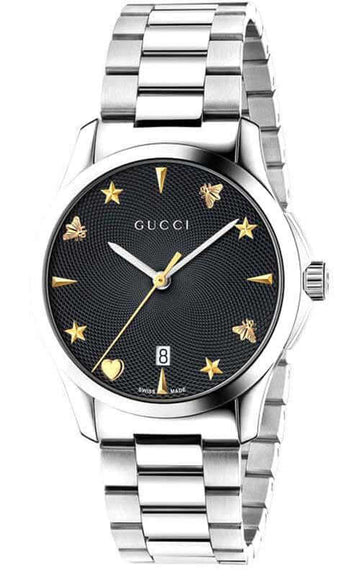  Shop Authentic Gucci G Timeless Black Dial Silver Steel Strap Watch For Women - YA1264029 - Luxxuri