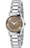  Shop Authentic Gucci G Timeless Brown Dial Silver Steel Strap Watch For Women - YA126526 - Luxxuri
