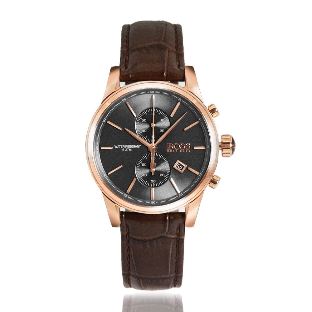  Shop Authentic Hugo Boss Jet Grey Dial Brown Leather Strap Watch for Men - 1513281 - Luxxuri