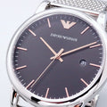 Emporio Armani Luigi Analog Black Dial Silver Mesh Bracelet Watch For Men - AR11272