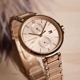  Shop Authentic Tommy Hilfiger Angela Quartz White Dial Rose Gold Steel Strap Watch for Women - 1782124 - Luxxuri