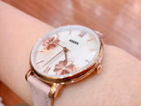  Shop Authentic Fossil Jacqueline Three Hand Mother of Pearl Dial Pink Leather Strap Watch for Women - ES4671 - Luxxuri