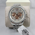  Shop Authentic Michael Kors Lexington Chronograph Silver Dial Silver Steel Strap Watch for Men - MK8515 - Luxxuri