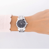  Shop Authentic Burberry The City Black Dial Silver Steel Strap Watch for Women - BU9101 - Luxxuri