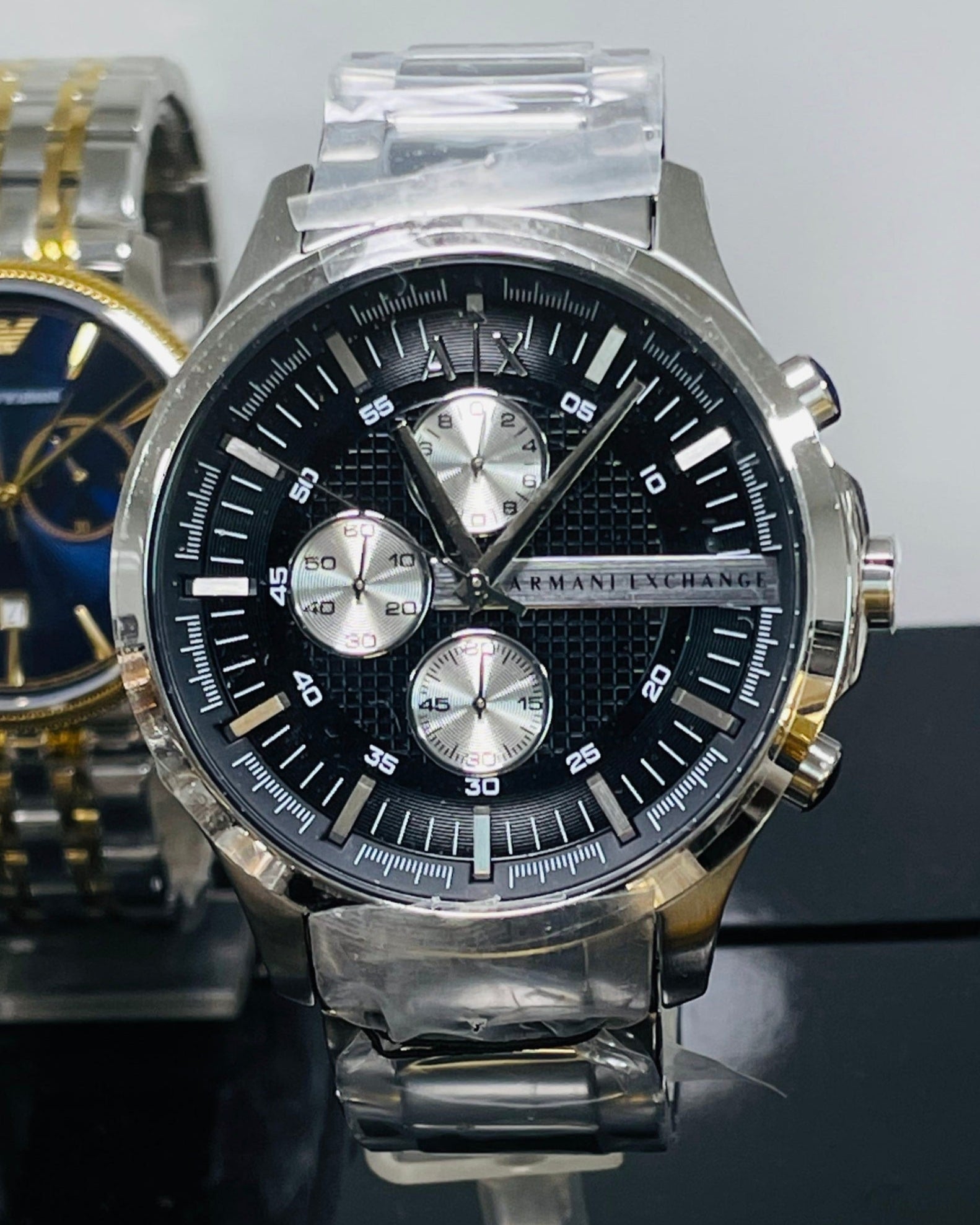  Shop Authentic Armani Exchange Hampton Chronograph Black Dial Silver Steel Strap Watch For Men - AX2152 - Luxxuri