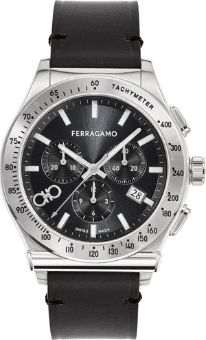 Shop Authentic Salvatore Ferragamo 1927 Chrono Analog Black Dial Black Leather Strap Watch for Men -  SFKZ00123 - Luxxuri