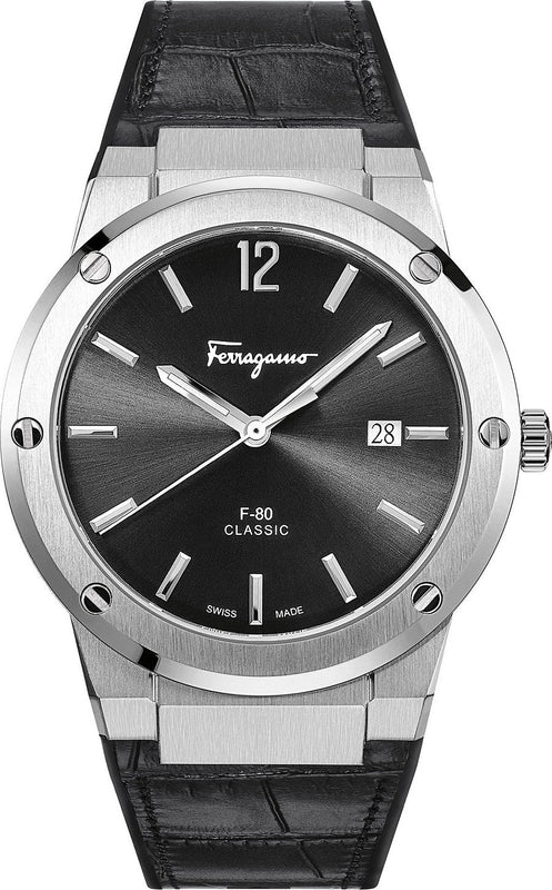  Shop Authentic Salvatore Ferragamo F-80 Classic Black Dial Black Leather Strap  Watch for Men - SFDT00219 - Luxxuri