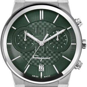  Shop Authentic Salvatore Ferragamo Sapphire Chrono Green Dial Silver Steel Strap Watch for Men - SFME00421 - Luxxuri