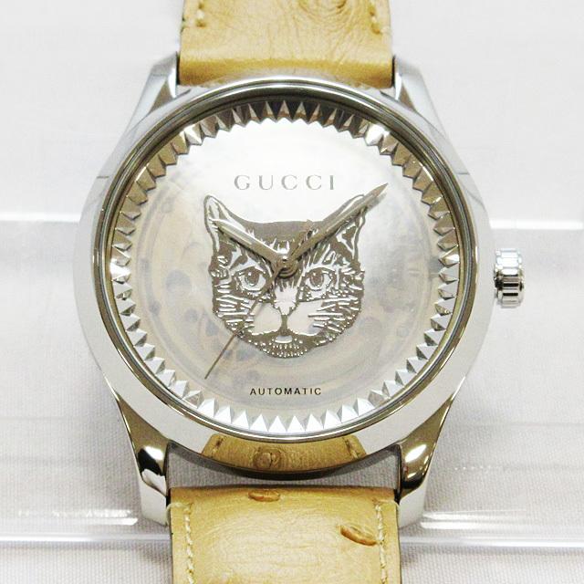  Shop Authentic Gucci G Timeless Automatic Mother of Pearl Dial Brown Leather Strap Watch For Women - YA1264112 - Luxxuri