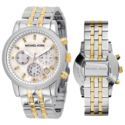  Shop Authentic Michael Kors Ritz Chronograph White Dial Two Tone Steel Strap Watch for Women - MK5057 - Luxxuri