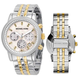  Shop Authentic Michael Kors Ritz Chronograph White Dial Two Tone Steel Strap Watch for Women - MK5057 - Luxxuri