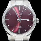  Shop Authentic Tudor Style Automatic Burgundy Red Dial Silver Steel Strap Watch for Men - M12710-0015 - Luxxuri