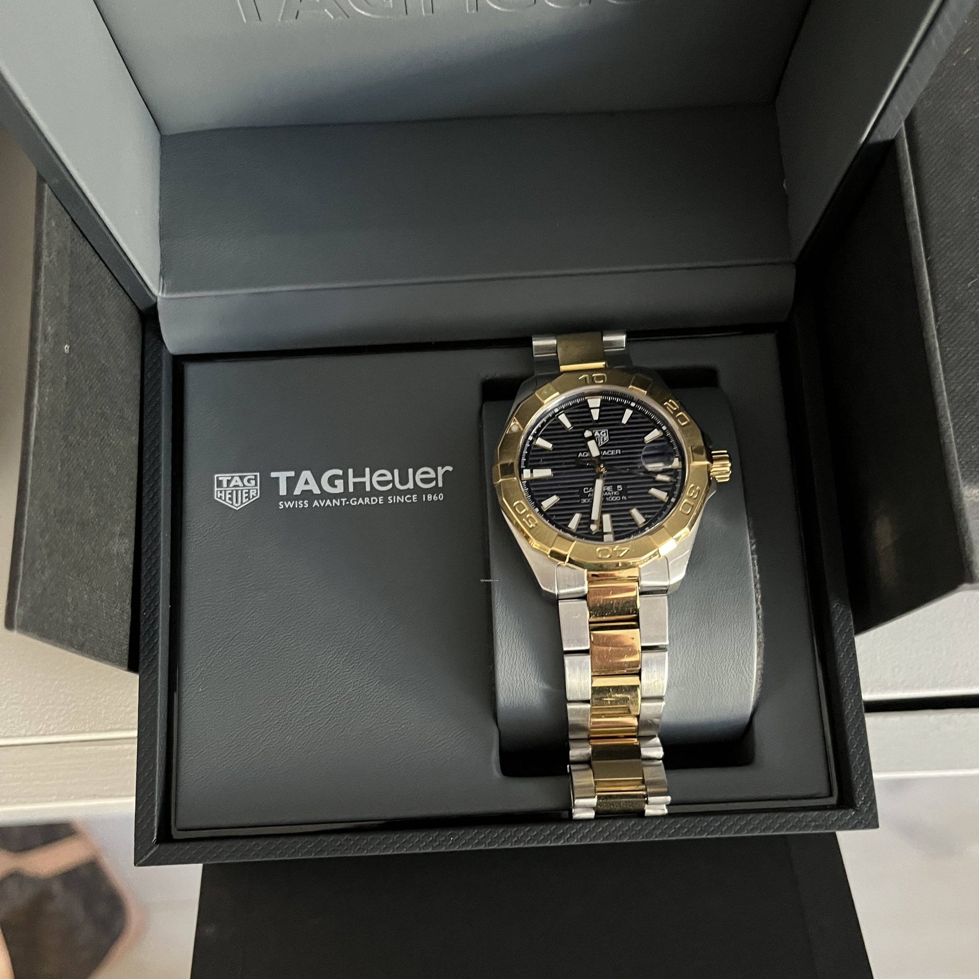  Shop Authentic Tag Heuer Aquaracer Calibre 5 Blue Dial Two Tone Steel Strap Watch for Women - WBD2120.BB0930 - Luxxuri