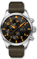  Shop Authentic IWC Pilot's Watch Chronograph Black Dial Olive Green Calfskin Strap Watch for Men - IW377730 - Luxxuri