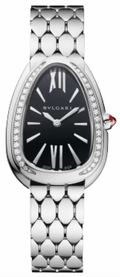  Shop Authentic Bvlgari Serpenti Seduttori Diamonds Black Dial Silver Steel Strap Watch for Women - SERPENTI103449 - Luxxuri