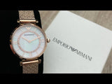  Shop Authentic Emporio Armani Gianni T Bar Mother of Pearl Dial Rose Gold Mesh Bracelet Watch For Women - AR11320 - Luxxuri