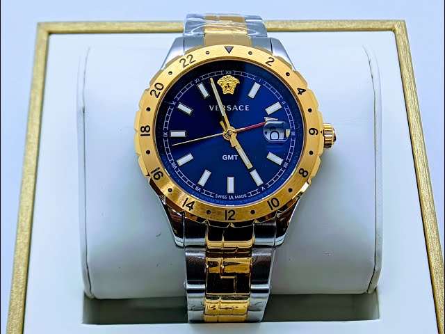  Shop Authentic Versace Hellenyium GMT Blue Dial Two Tone Steel Strap Watch for Men - V11060017 - Luxxuri