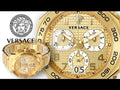 Versace Dylos Chronograph Gold Dial Gold Steel Strap Watch for Men - VQC040015