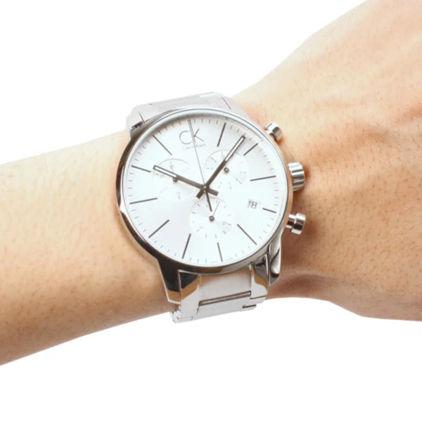  Shop Authentic Calvin Klein City White Dial Silver Steel Strap Watch for Men - K2G27146 - Luxxuri