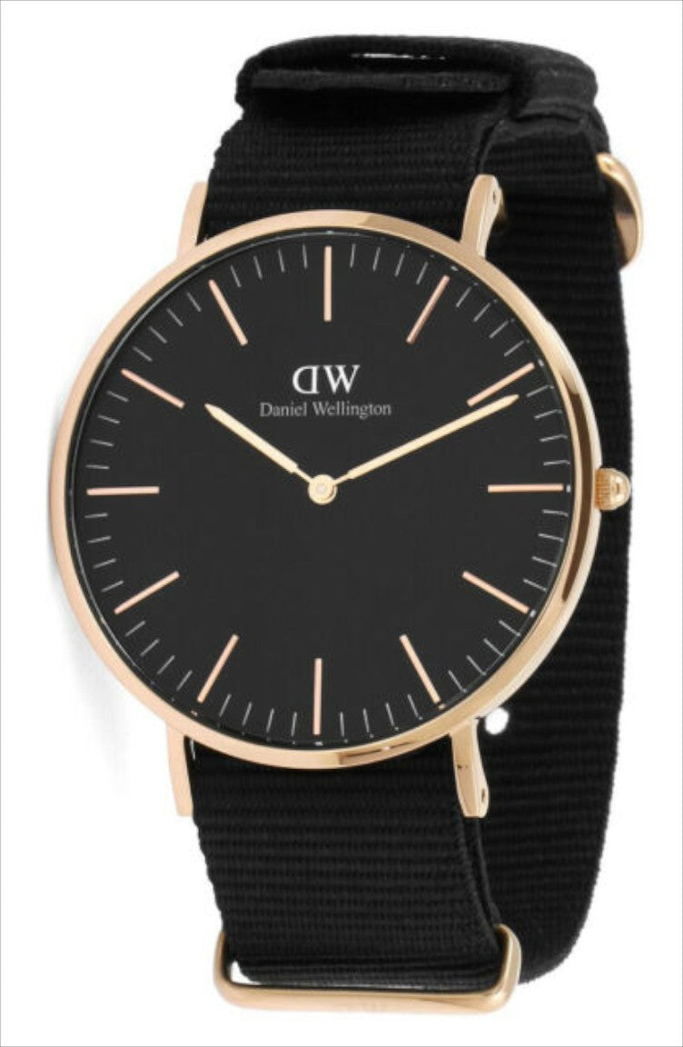  Shop Authentic Daniel Wellington Classic Cornwall Black Dial Black Nylon Strap Watch For Women - DW00100148 - Luxxuri