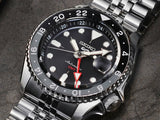  Shop Authentic Seiko 5 Sports Automatic GMT Black Dial Silver Steel Strap Watch For Men - SSK001K1 - Luxxuri