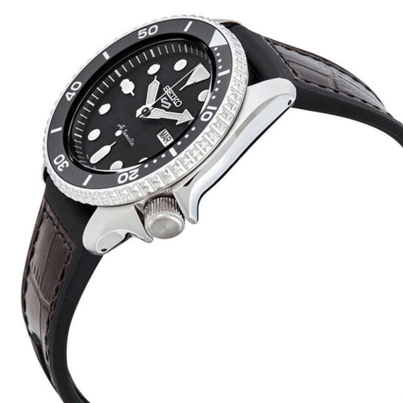  Shop Authentic Seiko 5 Sports SKX Automatic Black Dial Black Leather Strap Watch for Men - SRPD55K2 - Luxxuri