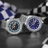  Shop Authentic Seiko 5 Sports Petrol Blue Checker Flag Special Edition Blue Dial Silver Steel Strap Watch For Men - SRPK65K1 - Luxxuri