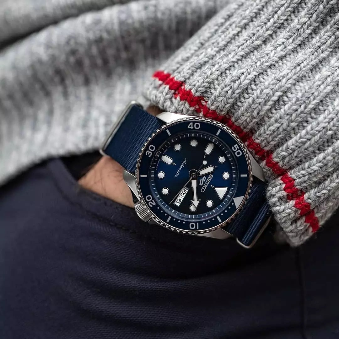  Shop Authentic Seiko 5 Sports Automatic SKX Blue Dial Blue NATO Strap Watch For Men - SRPD51K2 - Luxxuri