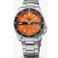  Shop Authentic Seiko 5 Sports Double Hurricane Retro Orange Dial Silver Steel Strap Watch For Men - SRPK11K1 - Luxxuri