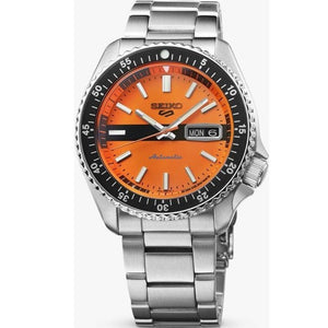  Shop Authentic Seiko 5 Sports Double Hurricane Retro Orange Dial Silver Steel Strap Watch For Men - SRPK11K1 - Luxxuri
