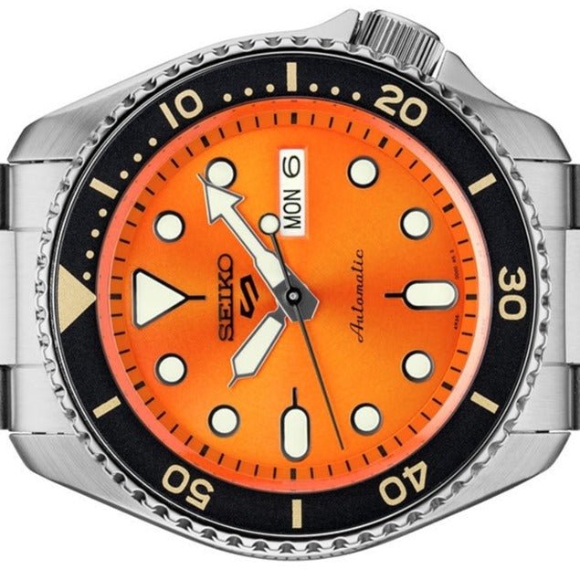  Shop Authentic Seiko 5 Sports Automatic Orange Dial Silver Steel Strap Watch For Men - SRPD59K1 - Luxxuri
