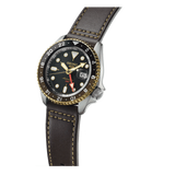  Shop Authentic Seiko 5 Sports SKX GMT Automatic Mocha Black Dial Brown Leather Strap Watch For Men - SSK036K1 - Luxxuri