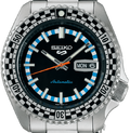Seiko 5 Sports Checker Flag Special Edition Black Dial Silver Steel Strap Watch For Men - SRPK67K1