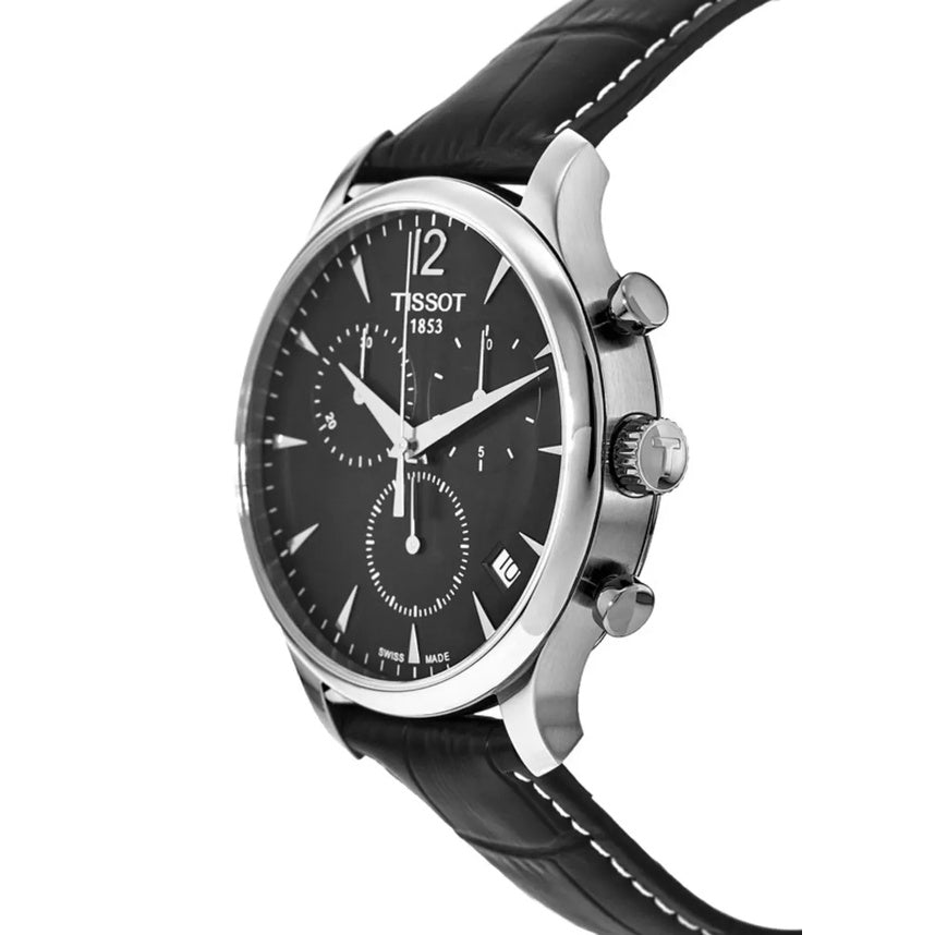  Shop Authentic Tissot Tradition Chronograph Black Dial Black Leather Strap Watch For Men - T0636171605700 - Luxxuri