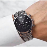  Shop Authentic Emporio Armani Chronograph Black Dial Silver Steel Strap Watch For Men - AR1853 - Luxxuri