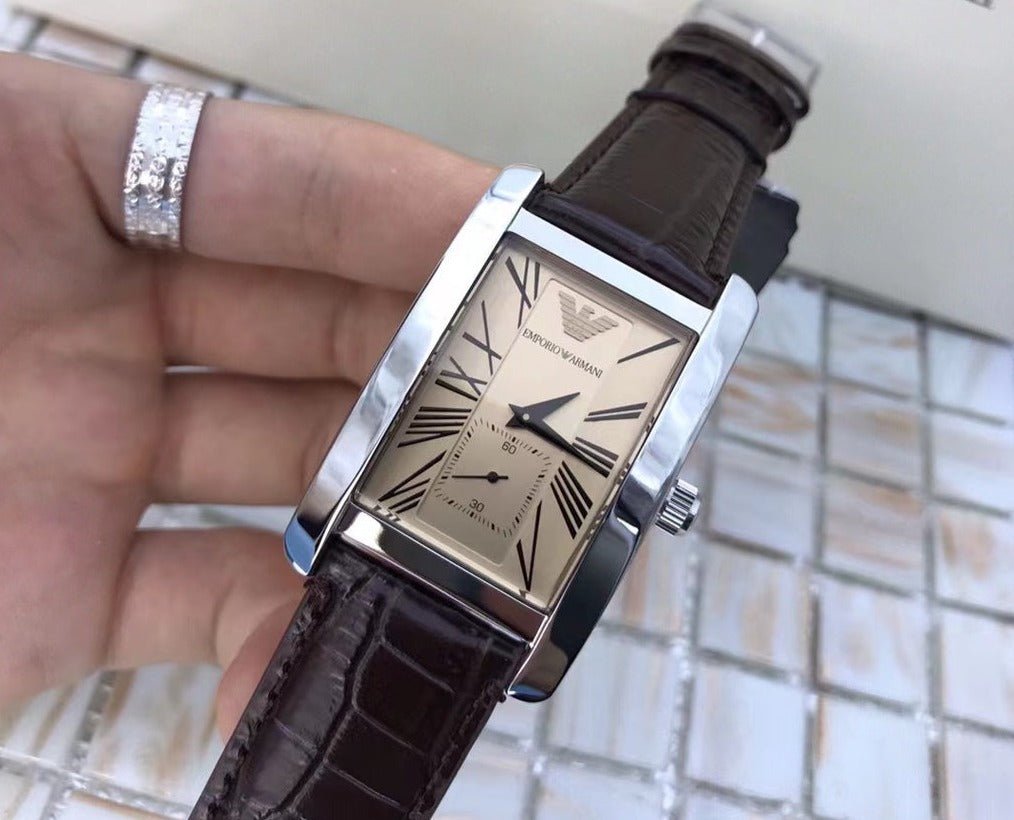  Shop Authentic Emporio Armani Classic Beige Dial Brown Leather Strap Watch For Men - AR0154 - Luxxuri