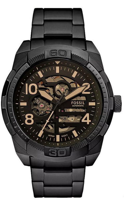  Shop Authentic Fossil Bronson Automatic Skeleton Black Dial Black Steel Strap Watch for Men - ME3256 - Luxxuri
