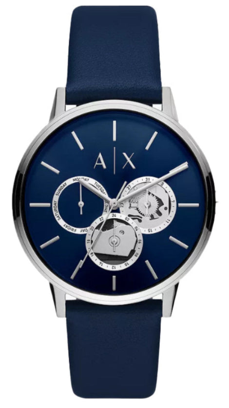  Shop Authentic Armani Exchange Cayde Chronograph Blue Dial Blue Leather Strap Watch for Men - AX2746 - Luxxuri