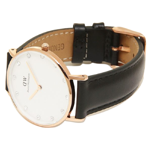  Shop Authentic Daniel Wellington Classic Sheffield White Dial Black Leather Strap Watch For Women - DW00100076 - Luxxuri