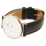  Shop Authentic Daniel Wellington Classic Sheffield White Dial Black Leather Strap Watch For Women - DW00100076 - Luxxuri