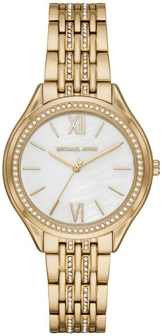 Michael Kors Mindy Three Hand White Dial Rose Gold Steel Strap Watch for Women - MK7078