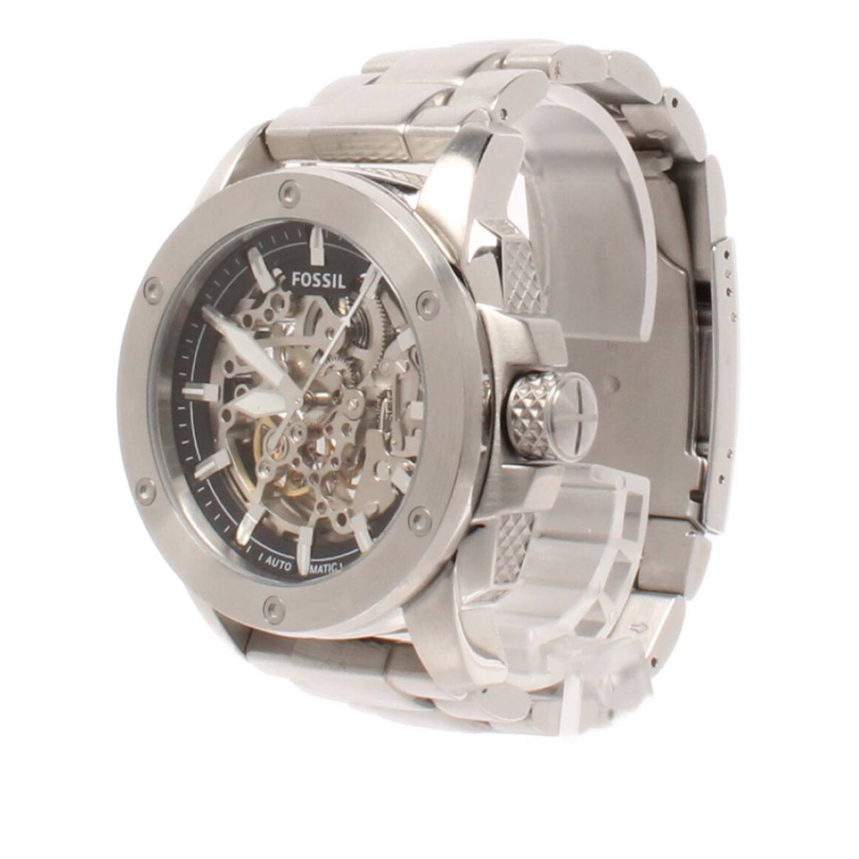 Fossil Modern Machine Automatic Silver Dial Silver Steel Strap Watch for Men - ME3081