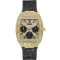  Shop Authentic Guess Raven Diamonds Champagne Dial Black Rubber Strap Watch For Women - GW0105L2 - Luxxuri