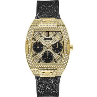  Shop Authentic Guess Raven Diamonds Champagne Dial Black Rubber Strap Watch For Women - GW0105L2 - Luxxuri
