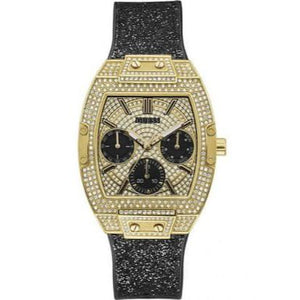 Shop Authentic Guess Raven Diamonds Champagne Dial Black Rubber Strap Watch For Women - GW0105L2 - Luxxuri