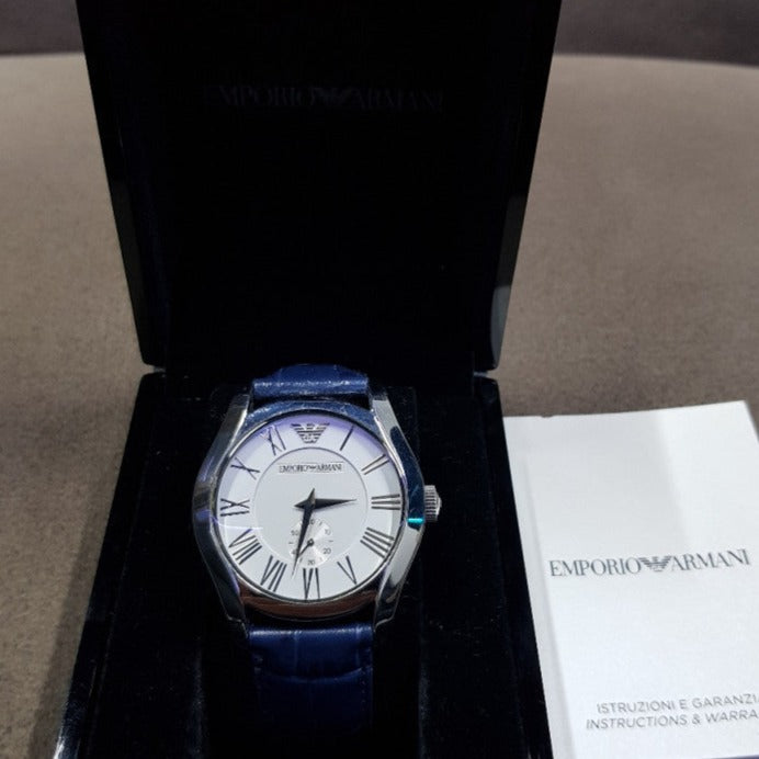  Shop Authentic Emporio Armani Valente Quartz Silver Dial Grey Leather Strap Watch For Men - AR1666 - Luxxuri