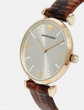  Shop Authentic Emporio Armani Gianni T Bar Beige Dial Brown Leather Strap Watch For Women - AR1883 - Luxxuri