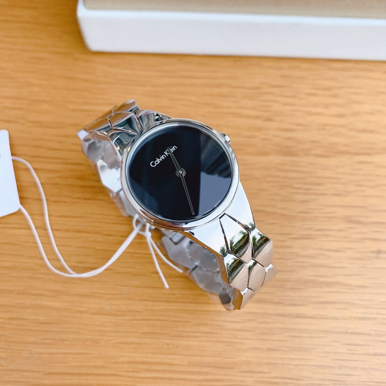  Shop Authentic Calvin Klein Snake Black Dial Silver Steel Strap Watch For Women - K6E23141 - Luxxuri