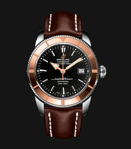  Shop Authentic Breitling Superocean Heritage 42mm Rose Gold Chronometer Black Dial Brown Leather Strap Mens Watch - U1732112 - Luxxuri