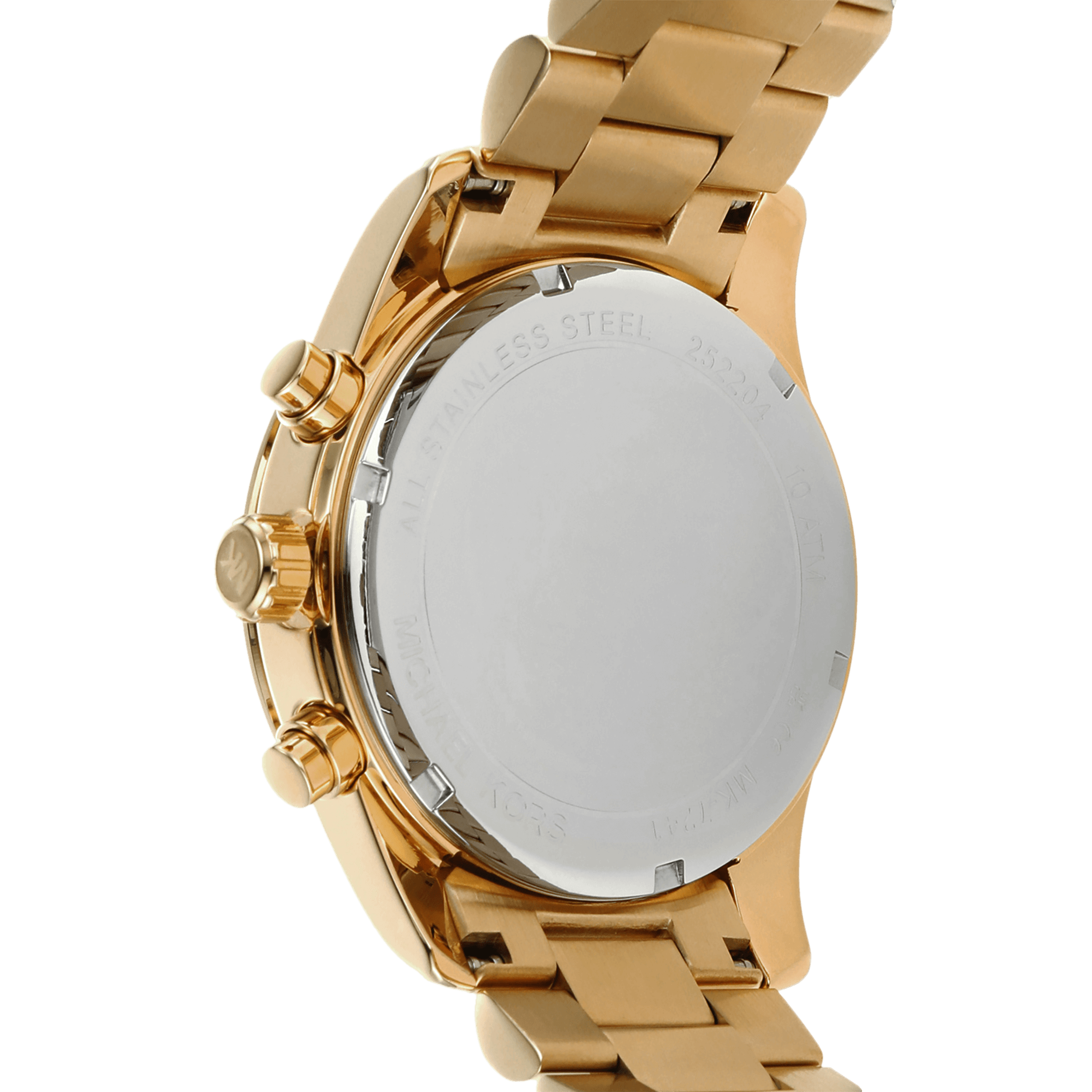 Michael Kors Lexington Mother of Pearl White Dial Gold Steel Strap Watch For Women - MK7241